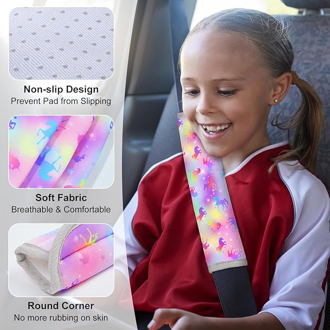 Seat Belt Cover Pad for Baby, Soft Seatbelt Cushion Covers for Kids 2Pcs Car Seat Strap Shoulder Pads for All Car Seats, Stroller, High Chair