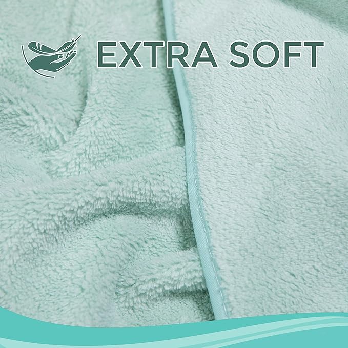 Ioly's Hooded Baby Bath Towels for Newborn Essentials 41" Set of 2 Towels with Hood for Kids Babies Toddler Infant (Large) Baby Towel Cosas para Bebes recien nacidos Bath Items (White and Green Aqua)