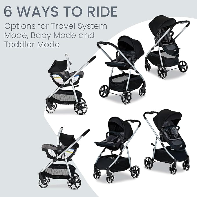 Britax Willow Grove SC Baby Travel System, Infant Car Seat and Stroller Combo with Alpine Base, ClickTight Technology, SafeWash, Pindot Onyx