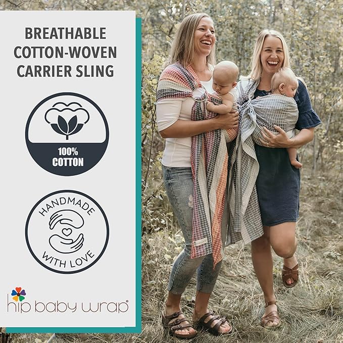 Hip Baby Wrap - Baby Carrier for Infants & Toddlers - Cotton Sling for Nursing, Baby Shower Gifts - Comfortable for Babies 8-35 lbs - Valentine Gifts for Her for Valentines Day - Rainbow Honeycomb
