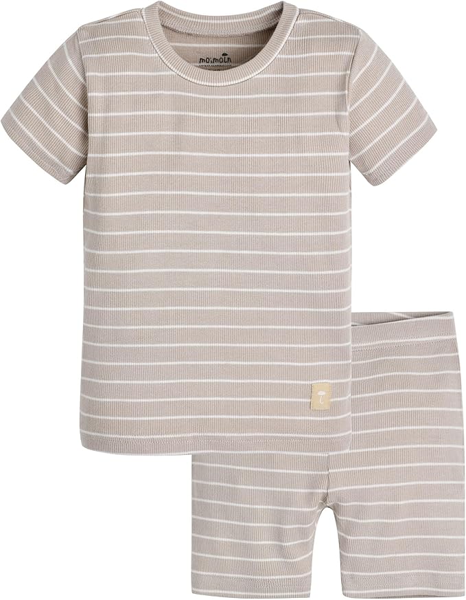 moimoln Stripe Pajamas Set 12M-8Y Ribbed Unisex Baby & Toddler, Soft Viscose, Snug-Fit, Everyday Sleepwear