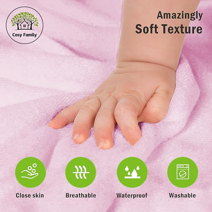 Cosy Family 3 Pack Baby Hooded Towels, Rayon Made from Bamboo, Ultra Soft Unisex Bath Towels for Babies,Toddler,Infant - Newborn Essential - Ultra Absorbent Toddler Towels for Baby Boy Girl - Pink