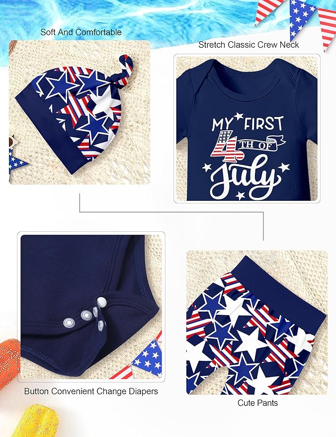 Fommy Newborn Baby Boy Clothes New to The Crew Letter Print Romper+ Pants+Hat 3PCS Outfit