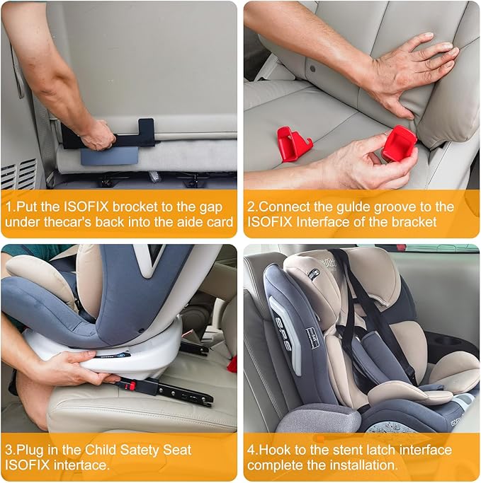 ISOFIX Universal Car Seat Mount Bracket, Child Safety Car Seat Latch Anchor Kit, Steel Seat Latch Interface Bracket, ISOFIX Belt Connector for Commercial Vehicles, and Caravans, 12.6*5.43*4.29"
