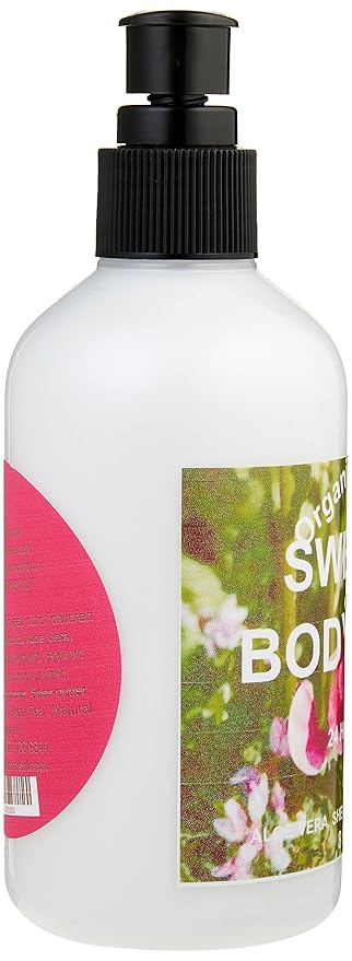 Organic Hair Solution Body Lotion with Soothing Aloe Vera and Vitamin E- Dry Skin, Non-Greasy-Shea Butter, Almond oil- For both Males & Females- Natural Fragrance-Vegan (Sweet Pea)