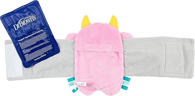 Dr. Brown's Gripebelt Heated Belly Band, Soothe Baby's Tummy with Gentle Warmth and Compression, Monster, 3m+, Pink