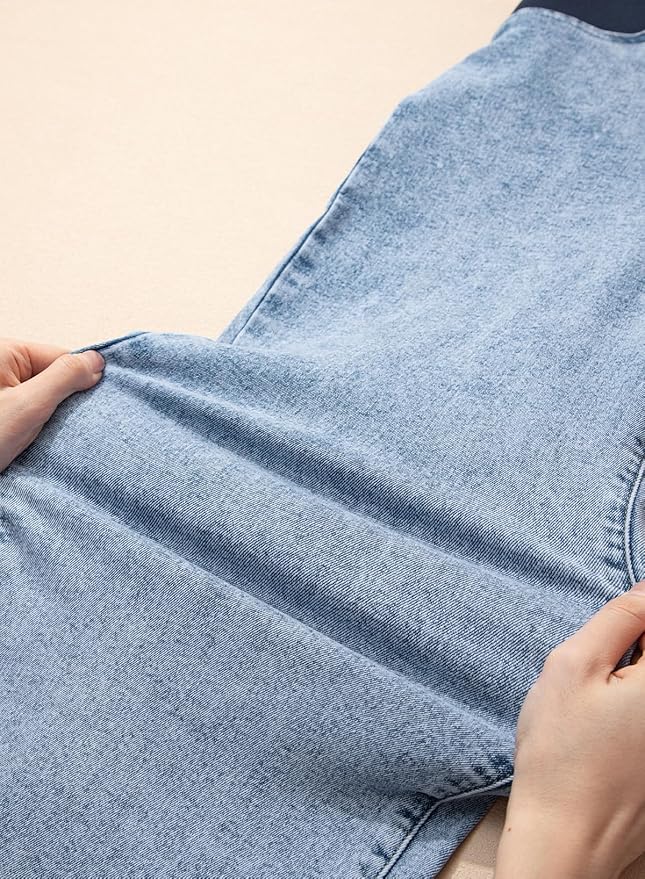 BLENCOT Maternity Jeans for Women High Waist Straight Leg Pregnancy Denim Pants with Pockets