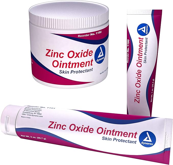 Dynarex Zinc Oxide Ointment, Soothes, Prevents, and Relieves Diaper Rash, Chaffed Skin, and Irritation, White, 1 Count - 15 oz. Jar of Ointment