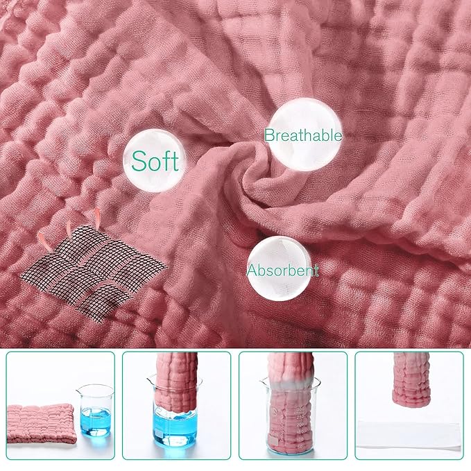 Yoofoss Muslin Burp Cloths for Baby 10 Pack 100% Cotton Baby Washcloths for Boys Girls Large 20''X10'' Super Soft and Absorbent Bean Paste