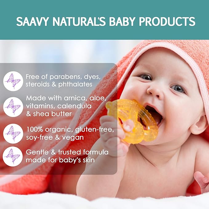 2 PACK-Saavy Naturals Baby Diaper Cream | Organic Diaper Rash Ointment for Infant with Zinc Oxide, Arnica & Aloe | Baby Shower Gifts | 2.5oz Unscented