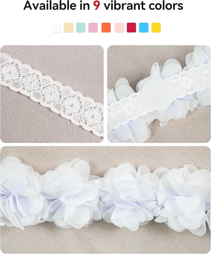 Fmeida Baby Girls Headbands for 4-24M | Soft Flower Crown (Fits 14.96"-18.89" Head)