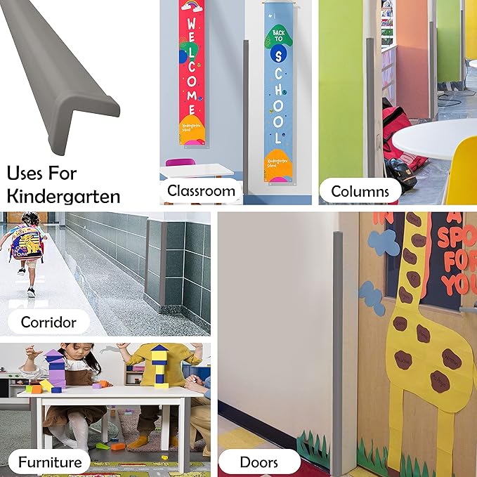 Rubber Bond Wall Corner Guard Edge Protector - 1x1x36 inch Baby Proofing Corner Guards - Self-Adhesive Furniture Edge Strips for Home and Office (15 Pack, Gray)