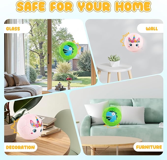 ZOOJOY Indoor Soccer Ball for Toddlers 1-3, Silent Baby Soccer Ball Soft Plush Inflatable with Pump, Ball Toys for Baby First Birthday Gift Boys Girls Kids, Pink Green