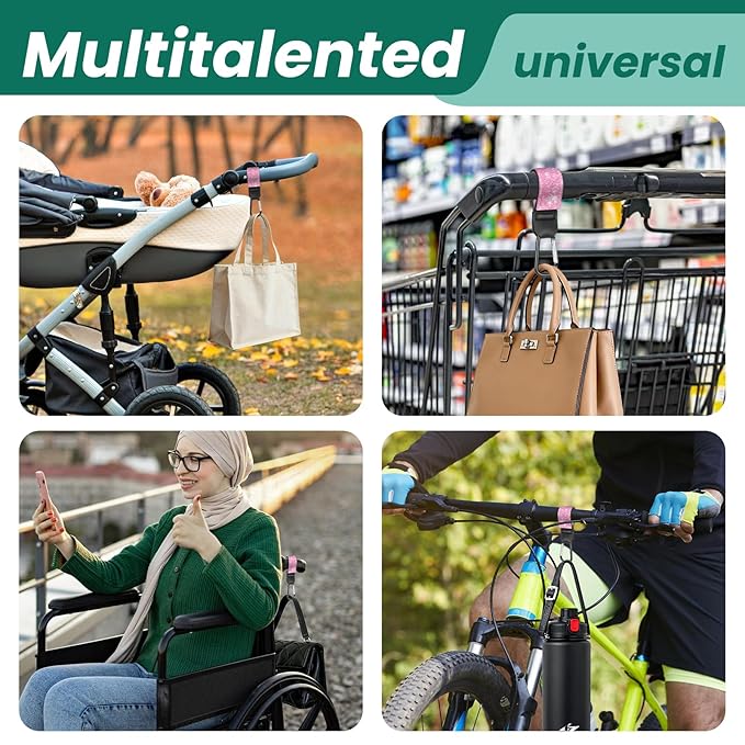 Stroller Straps, Mommy Hooks Diaper Bags, Universal Shopping cart, Wallet, Backpack - 2 Packs (Shining Brightly)