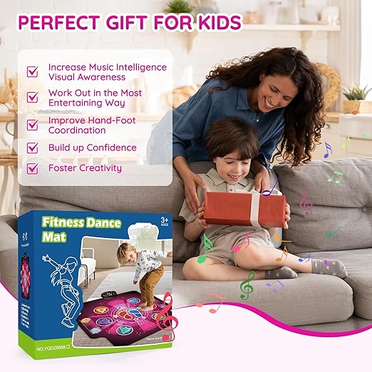Electronic Dance mat for kids,Upgraded Light-up 6-Button Dancing Pad,Wireless Bluetooth toys,Birthday Christmax Musical Gifts for boys girls,Built-in Music Playmat,Ages 3 4 5 7 8 9 10 11 12+ Year Old