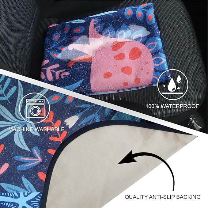 Back Seat Cover Protector for Dogs and Kids, Universal Waterproof Towel Rear Bench Seat Cover for Car, Truck, Van & SUV, Machine-Washable Backseat Car Covers (Dinosaur, 1pcs Rear Seat)