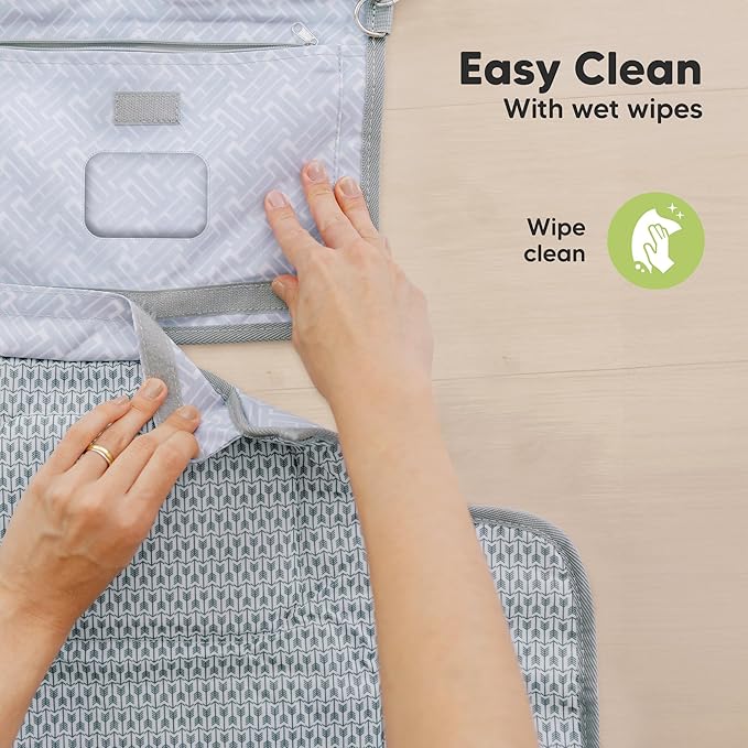 KeaBabies Portable Diaper Changing Pad - Large Waterproof Baby Changing Mat, Compact Travel Diaper Clutch, Functional Pockets Fit Newborn Essentials, Wipeable & Padded Baby Changer (Prism)