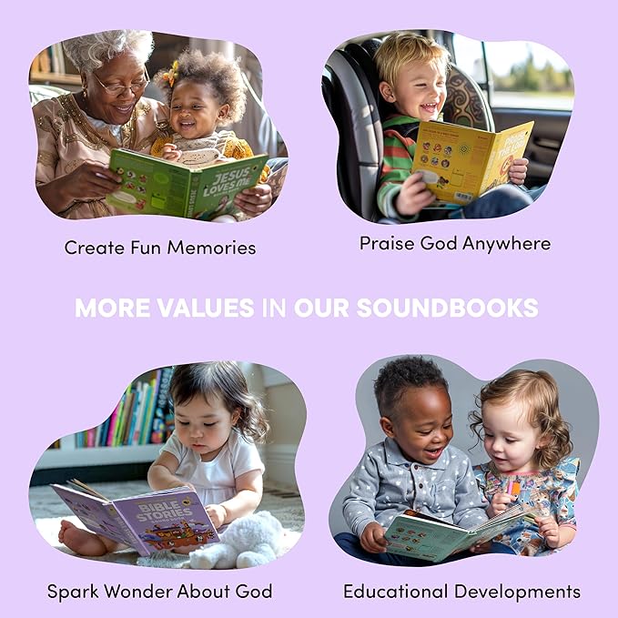 Bible Stories Christian Sound Books for Kids - 6 Bible Songs - Baptism, Christening, Dedication Gifts for Boys and Girls - Religious Toys, Music Books for Toddlers 1-3