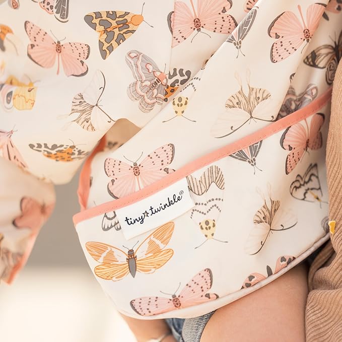 Tiny Twinkle Long Sleeve Bib for Babies & Toddlers | Waterproof Smock Bib for Eating | Machine Washable & Mess-Proof Feeding Essentials | Newborn Shower Gift (Flutter, 6–24M)