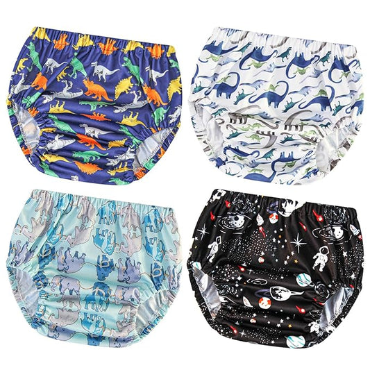 Joyo roy 4Pcs Plastic Underwear for Potty Training Swim Diaper Covers for Toddlers Cloth Diaper Cover for Boys Rubber Pants Waterproof Plastic Underwear Rubber Training Pants for Toddlers 3T-4T