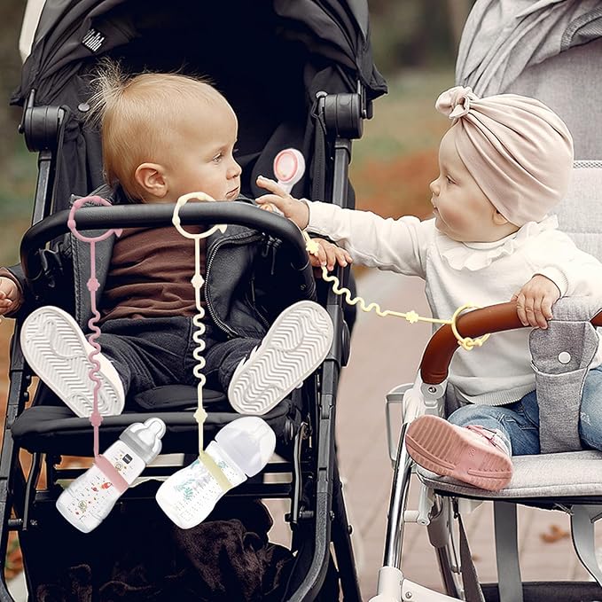 RTMOK (4Pcs) Sippy Cup Strap Keep Bottles and Sippy Cups Off The Floor, Sippy Cup Holder Strap Suitable for High Chairs, Strollers and Water Bottles- Dishwasher Safe