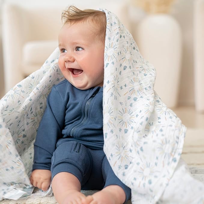 aden + anais Essentials Muslin Swaddle Blankets for Baby Girls and Boys, Newborn Receiving Blanket for Swaddling, 100% Cotton Baby Swaddle Wrap, 4 Pack, Harmony