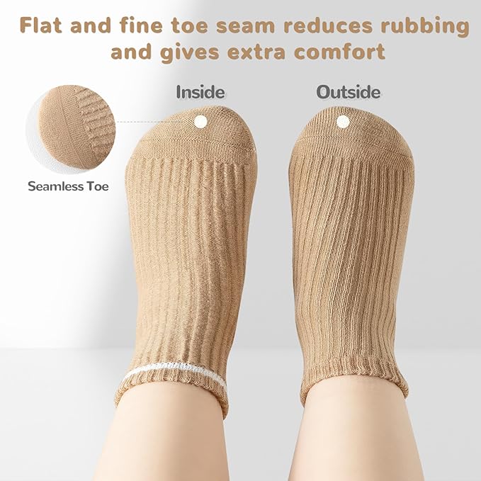 Toddler Grip Socks Non Slip Crew Socks Cute Seamless Cotton Socks for Baby Boys Girls Infants Kids 9 Pairs