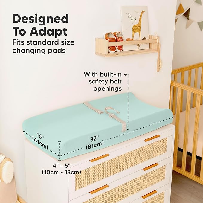 2-Pack Baby Changing Pad Cover for Girl, Boy - 32x16 Soft Viscose Derived from Bamboo Baby Diaper Changing Table Pad Cover Sheets, Neutral, Snug Fit Nursery Diaper Change Sheets (Pastel)