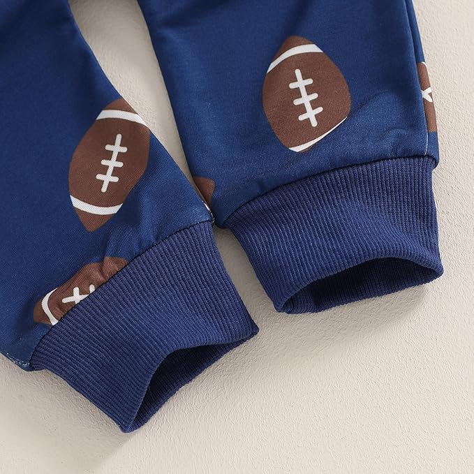 Baby Boy Fall Clothes Set Long Sleeve Football Print Sweatshirt Pants Toddler Infant Outfits 6 12 18 24 Months 2T
