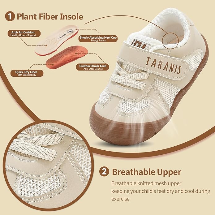 TARANIS Infant/Toddler Shoes Baby Sneaker Boy Girl First Walking Shoes Lightweight Non-Slip Newborn Crib Shoes