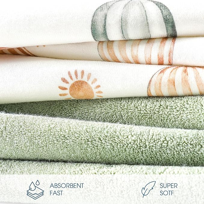 GRSSDER Baby Hooded Towel 2 Pack for Newborn, Super Soft Bath Towels with Original Designs, Ultra Absorbent Knit Terry, Large Toddler Towels with Hood for Boys Girls, Shower Gifts for Infant,34"x 34"