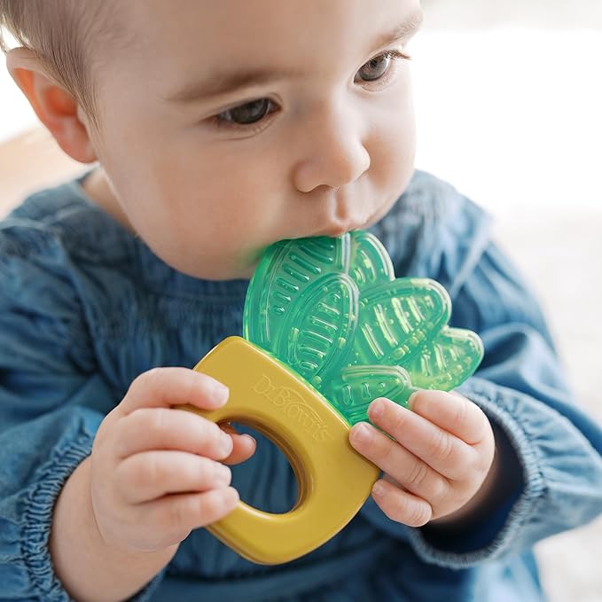 Dr. Brown's AquaCool Water-Filled Teether, Cooling Baby Teether Toy for Sore Gums, Green Cactus, BPA Free, 3m+, 4-Pack