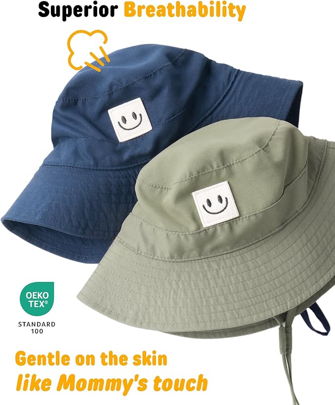 FURTALK Baby Sun Hat Smile Face Toddler Boys Girls Bucket Hat 0-5 Years Kids UPF 50+ Sun Protection Summer Hats