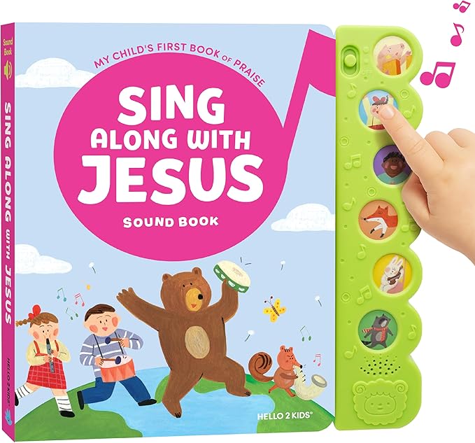 Sing Along with Jesus Christian Sound Books for Kids - 6 Bible Songs - Baptism, Christening, Dedication Gifts for Boys and Girls - Religious Toys, Music Books for Toddlers 1-3