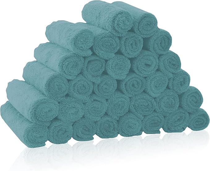 16 Pack Baby Washcloths - Luxury Coral Fleece - Extra Absorbent and Soft Wash Clothes for Newborns, Infants and Toddlers - Suitable for Sensitive Skin and New Born - Baby Shower - Teal, 10x10 Inch