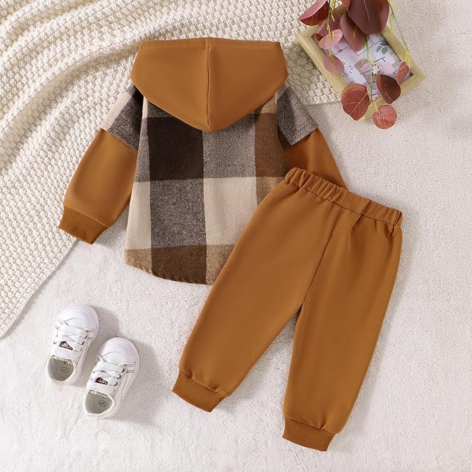 Toddler Baby Boy Hoodies Fall Clothes Waffle Contrast Color Sweatshirt Pant Set Infant Clothes 6 12 18 Months 2T 3T
