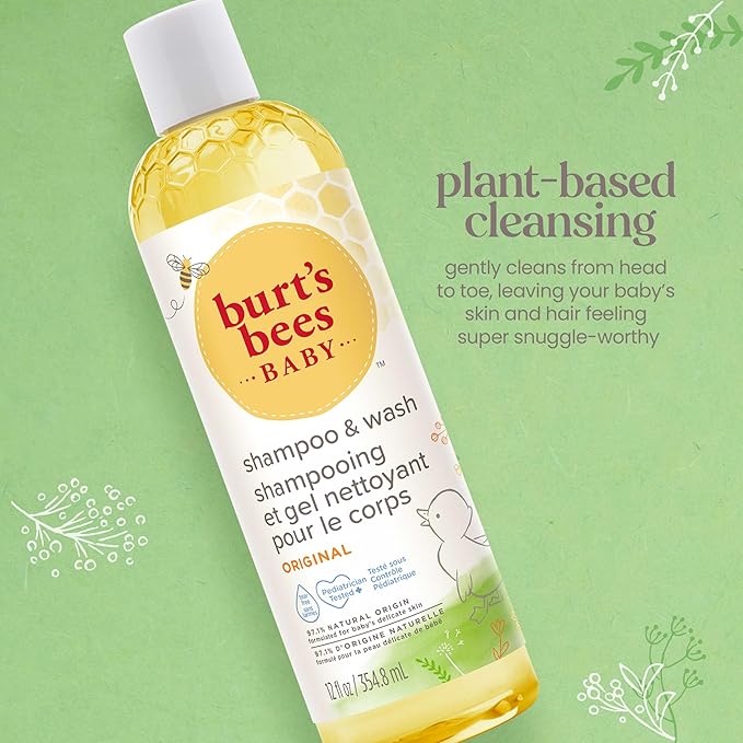 Burt's Bees Baby Shampoo and Body Wash Bundle, 2 Original and 1 Calming with Lavender Tear Free Baby Soap, 12 Fl Oz , 3 Count
