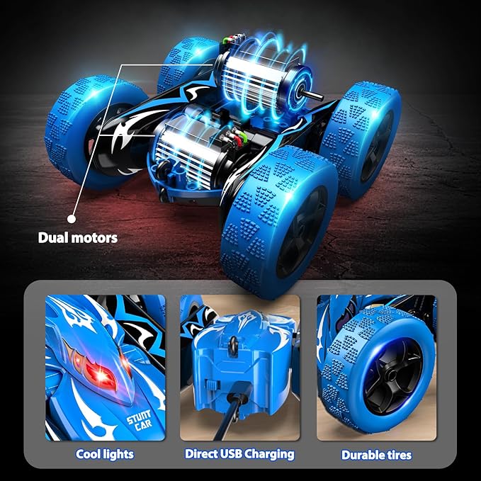 Remote Control Car,RC Cars for 4 5 6 7 8 9 10 11 12 Year Old Boy Double Sided 360°Flip 4WD Rechargeable Drift RC Race Car Boys Toys Birthday Gifts Christmas Basket Stuffers for Kids Age 4-12