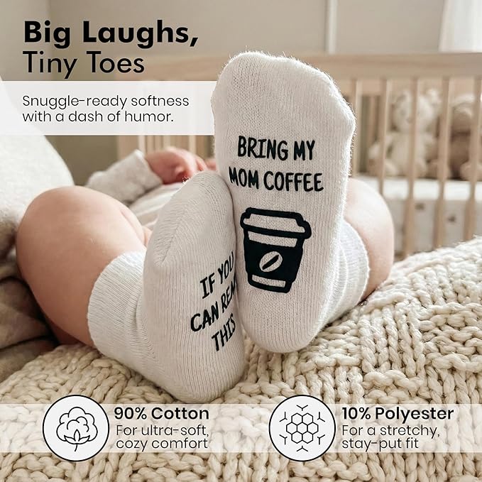Baby Socks Gift Set – 6 Cute & Funny Non-Slip Socks for Boys & Girls | Baby 0-6 Months to 12-18 Months | Organic Cotton with Grips