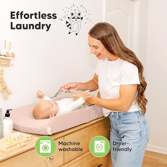 2-Pack Baby Changing Pad Cover for Girl, Boy - 32x16 Soft Viscose Derived from Bamboo Baby Diaper Changing Table Pad Cover Sheets, Neutral, Snug Fit Nursery Diaper Change Sheets (Cameo)