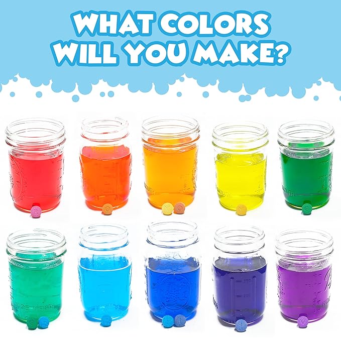 Tub Works® Bath Color Fizzies, 150 Count | Nontoxic & Fragrance-Free | Fizzy, Bath Color Tablets for Kids | Create Colorful Water Water Tablets in 7 Colors for Variety | Bath Bombs for Kids Bathtub
