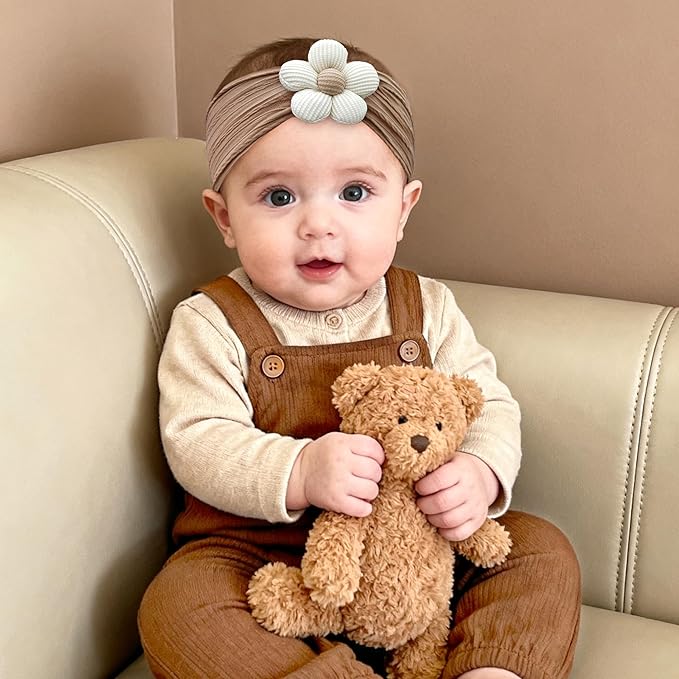 CÉLLOT 5 Pcs Baby Flower Headbands Baby Girls Nylon Headbands Soft Hairbands Hair Accessories for Newborn Infant Toddler Kids(Autumn/Winter Colors)