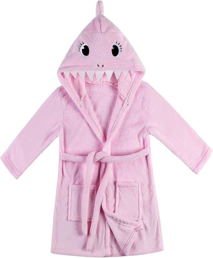 Kids Boys Girls Shark Soft Hooded Bathrobe Toddler Robe with Animal Hood
