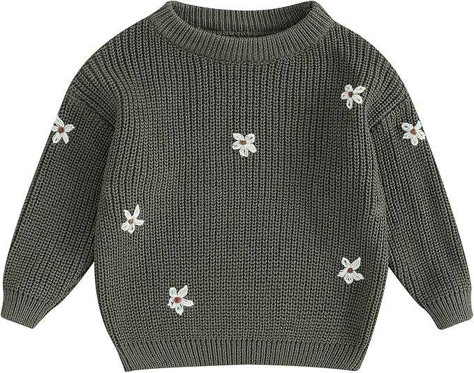 Mubineo Baby Girl Winter Clothes Cute Flower Sweater Crewneck Pullover Long Sleeve Knit Newborn Infant Sweaters