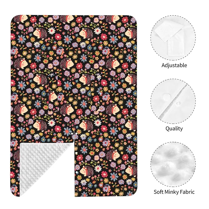 Flowers and Cute Hedgehogs Baby Car Seat Canopy Nursing Cover for Newborn Car Seat Breastfeeding Covers Blanket Newborn Shower Gift