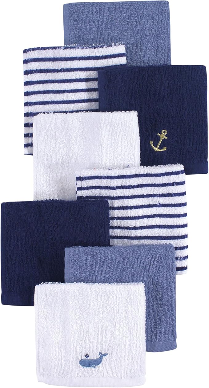 Hudson Baby Unisex Baby Super Soft Cotton Washcloths, Anchor, One Size