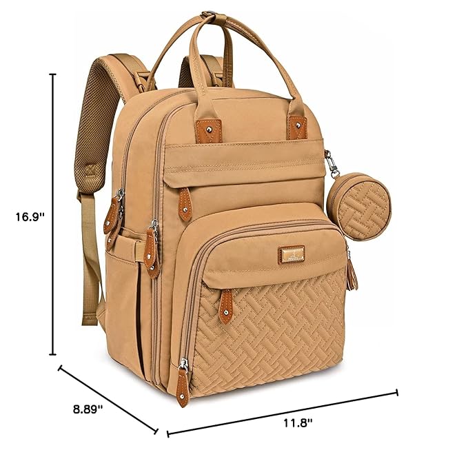 BabbleRoo Diaper Bag Backpack - Baby Essentials Travel Tote - Multi function Water Resistant Diaper Bag, Travel Essentials Baby Bag with Changing Pad, Stroller Straps & Pacifier Case - Unisex, Beige | Multi function, Waterproof, Diaper Bag, with Changi...
