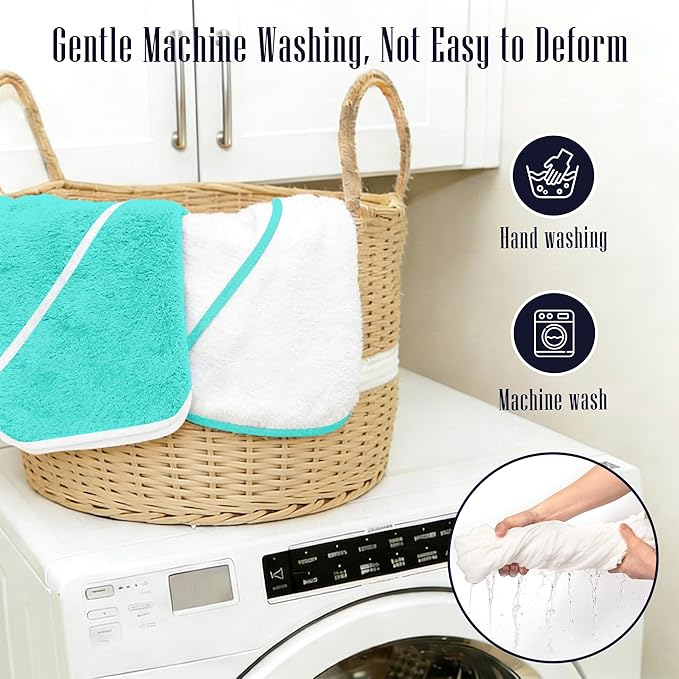 2 Pack Baby Bath Towel - Rayon Made from Bamboo, Ultra Absorbent - Ultra Soft Hooded Towels for Kids - X Large Size for 0-7 Yrs (White and Malachite, 37.5 x 37.5 Inch)