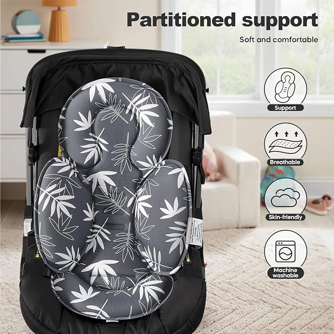 Infant Car Seat Insert, Baby Head Body Support for Newborn Cushion Pads, Compatible with 3 to 5 Point Harness Systems, Breathable Soft Fabric, Perfect for Carseats, Strollers, Swings