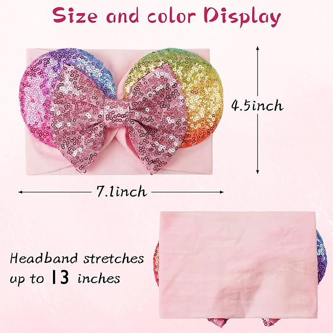 1PC Mouse Ears Headband/Headwrap - Toddler, Baby, Kids - Party supplies - Pink Sequin